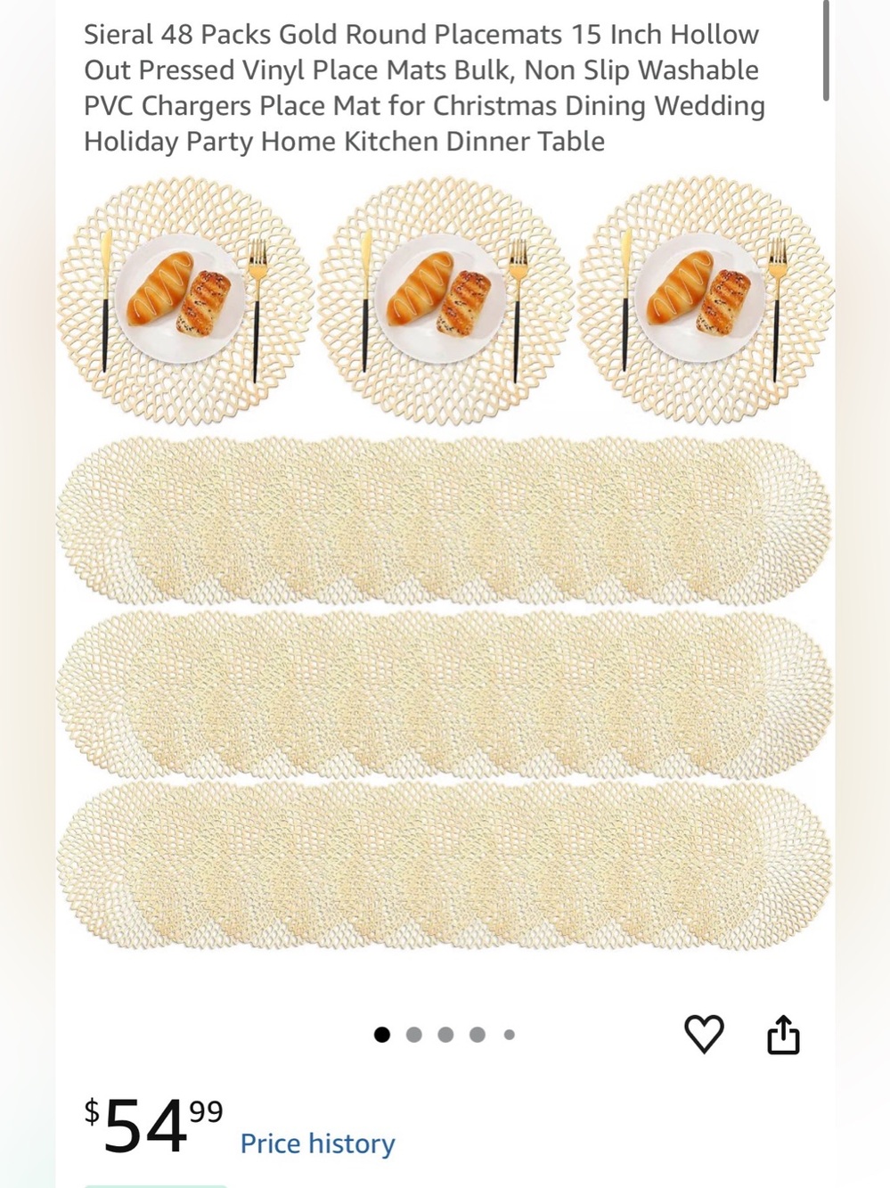 Amazon Gold Round Tufted Accent Placemat/Chargers - Set of 2